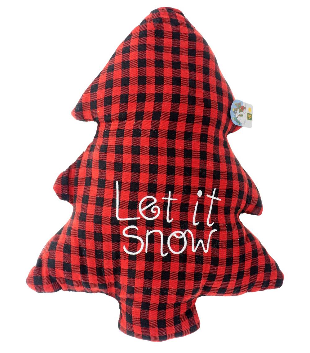 Christmas Checkered Plush Pillow, Red