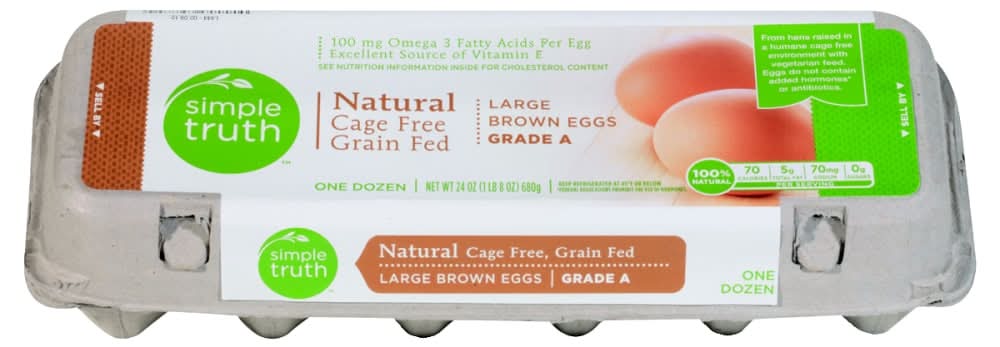 Simple Truth Natural Cage Free Grain Fed Grade a Brown Eggs, L (24 oz, 12 ct)