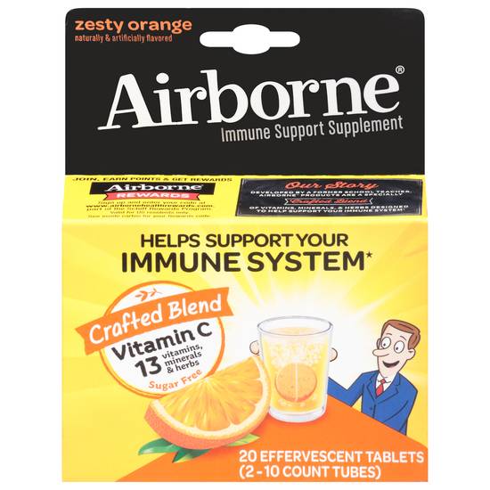 Airborne Zesty Orange Supplement Effervescent Tablets ( 10 ct)