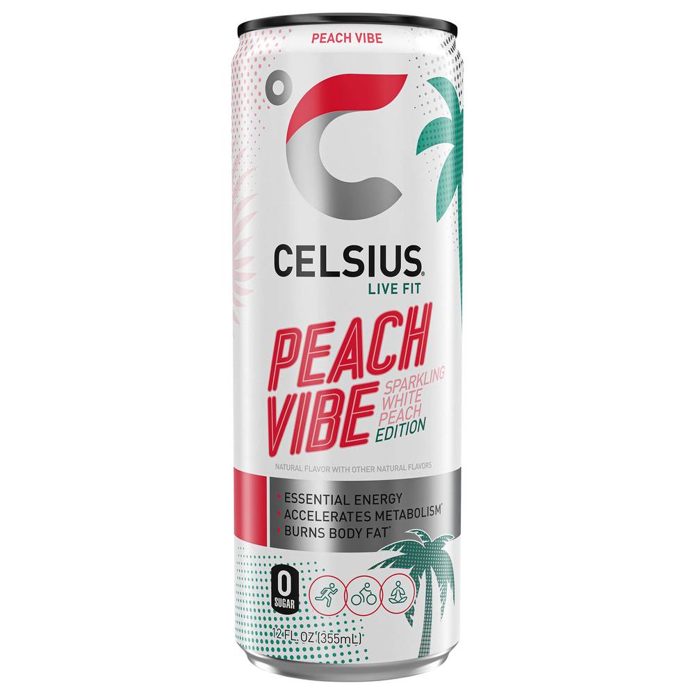 Celsius Sparkling Energy Drink, Peach Vibe (12 fl oz)