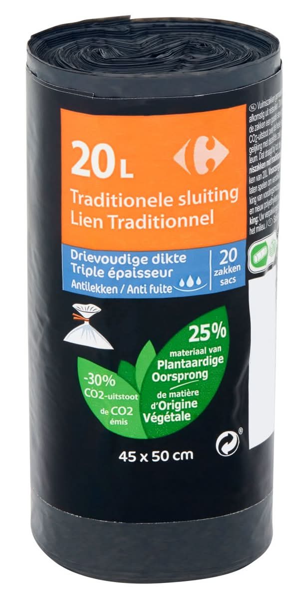 Carrefour Traditionele Sluiting 20L 20 Zakken