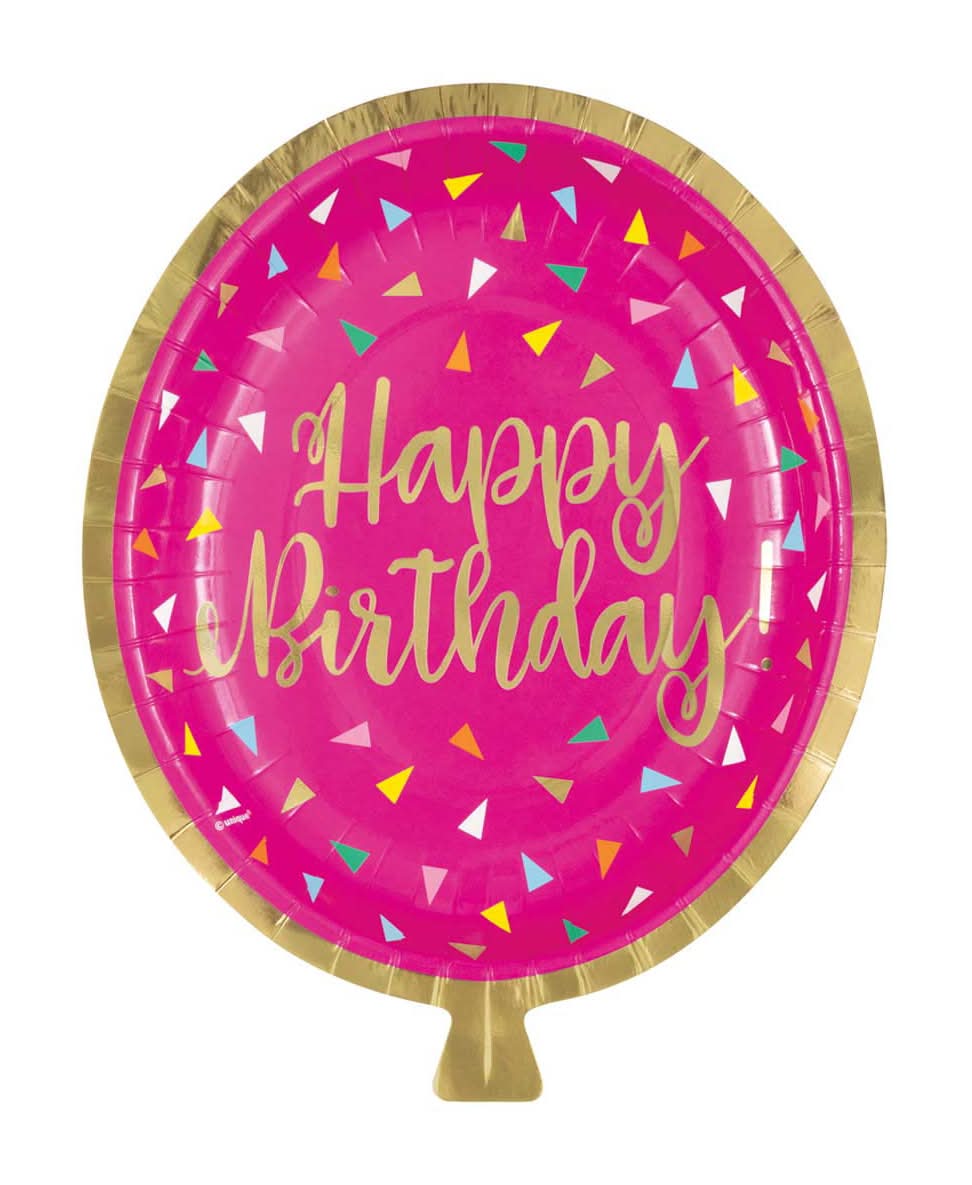 Balloon Shaped Party Plates 8.25 In 8 Ct