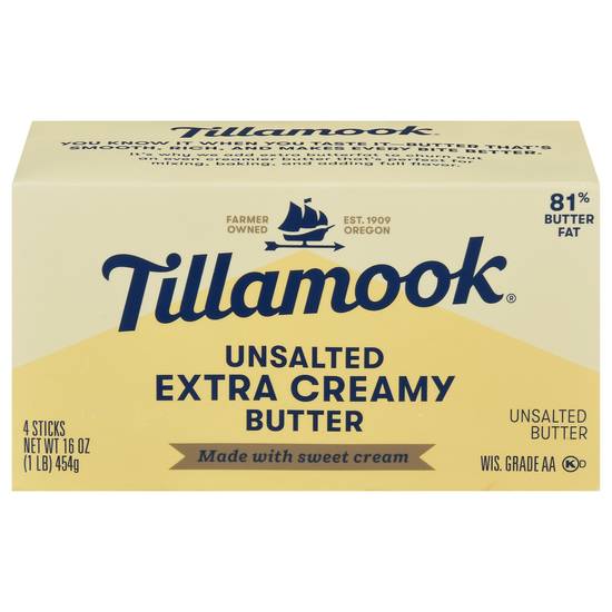 Tillamook Extra Creamy Unsalted Butter With Sweet Cream
