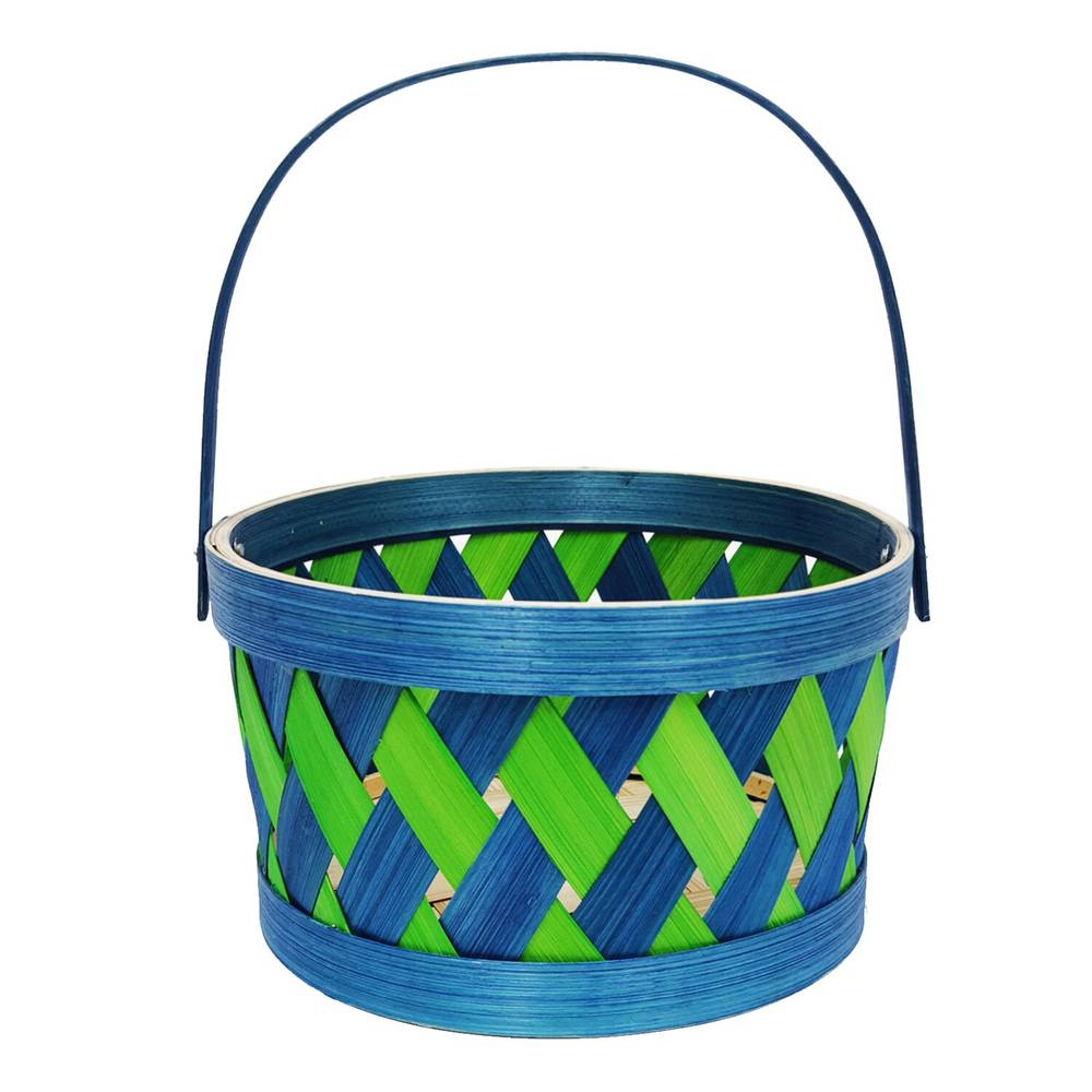 Cottondale Round Basket, Green/Blue, 7 in