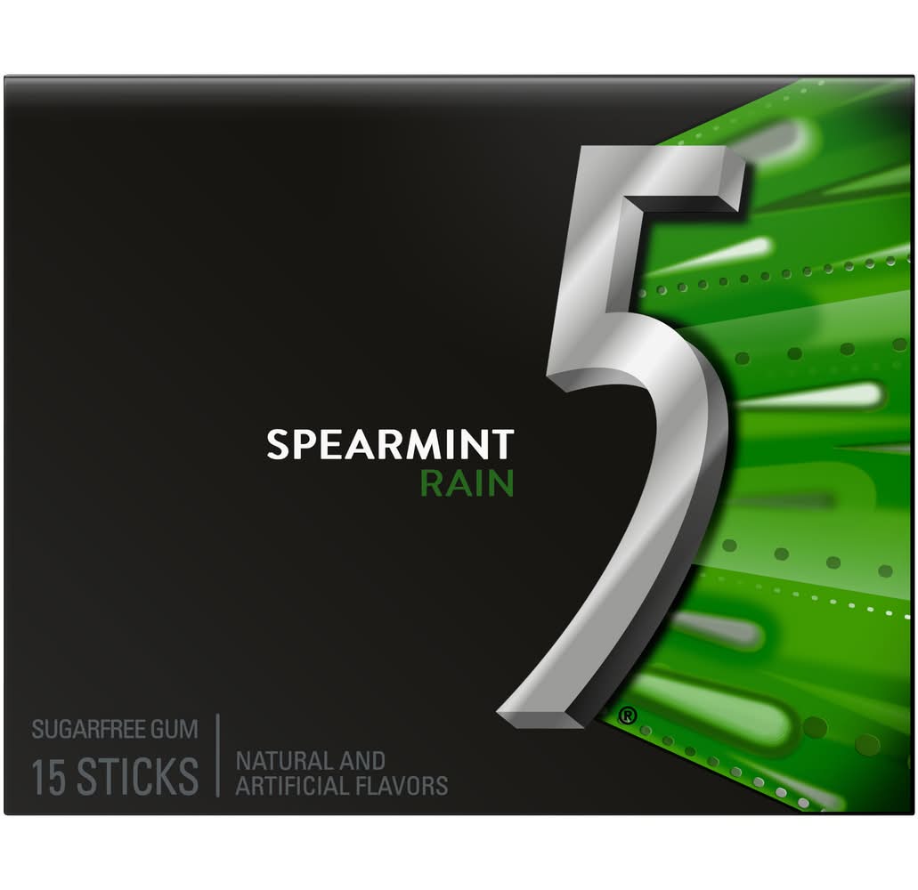 5 Gum Sugar Free Spearmint Rain Gum (15 g, 15 ct)