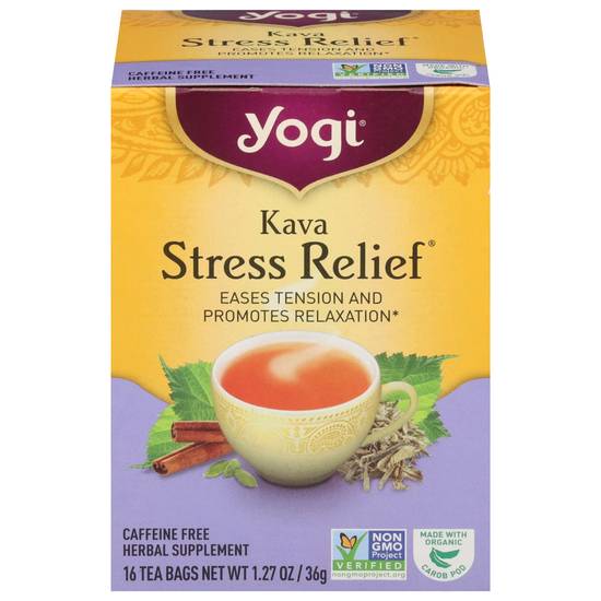 Yogi Stress Relief Kava Herbal Supplement Tea Bags