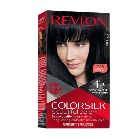 Revlon Colorsilk Beautiful Color Permanent Hair Color, 010 Black