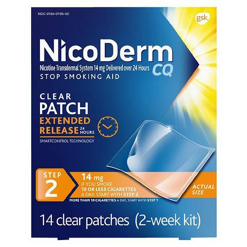 NicoDerm CQ Nicotine Patches To Stop Smoking 14mg - 14.0 ea