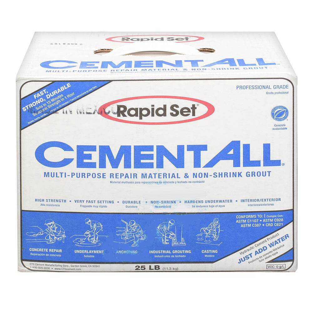 Rapid set cement all para reparaciones de concreto gris (caja 11.3 kg)
