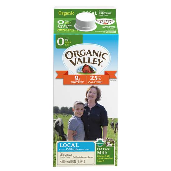Organic Valley Fat Free Milk 1/2 Gallon CA