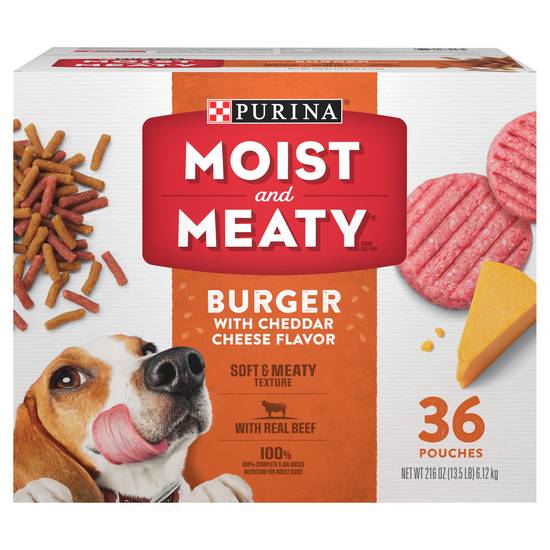 Moist & Meaty Purina Burger With Cheddar Cheese Flavor Dog Food (36 ct)