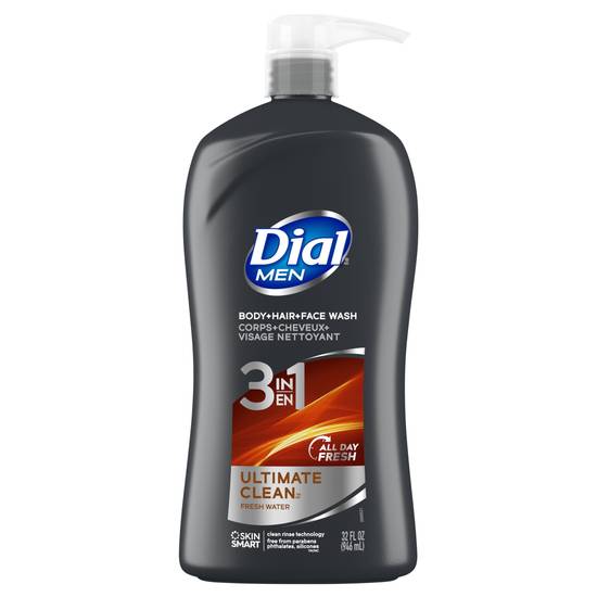 Dial Men Ultimate Clean 3 in 1 Fresh Water Body + Hair + Face Wash