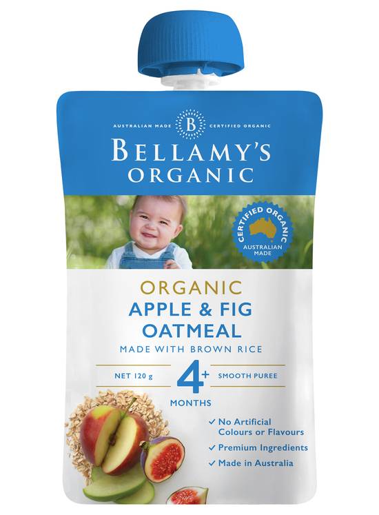Bellamy's Organic Apple & Fig Oatmeal Puree 4+ Months 120g