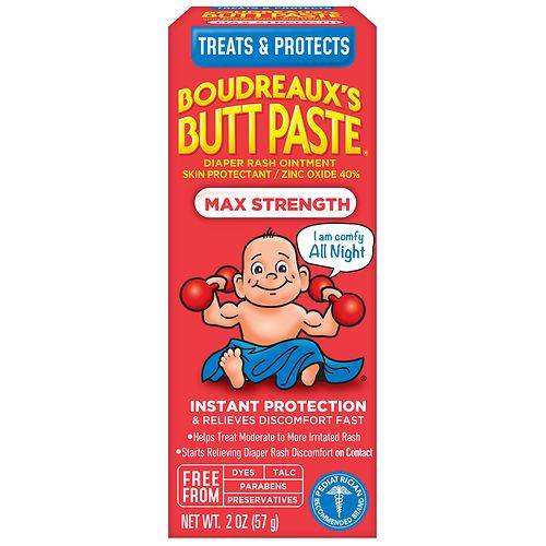 Boudreaux's Butt Paste Diaper Rash Ointment, Max Strength - 2.0 oz