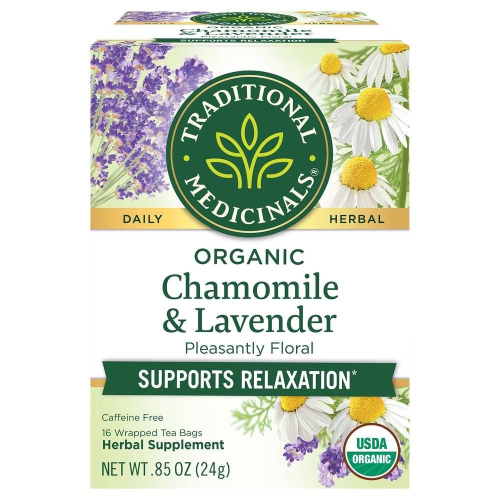 Traditional Medicinals Organic Herbal Tea Bags, Chamomile & Lavender (0.85 oz, 16 ct)