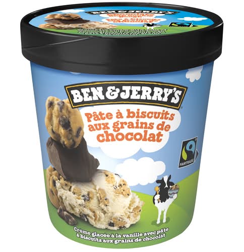 Ben & jerry's crème glacée half baked - half baked ice cream (chocolat vanille brownies au fudge & pâte à biscuits aux pépites de chocolat)
