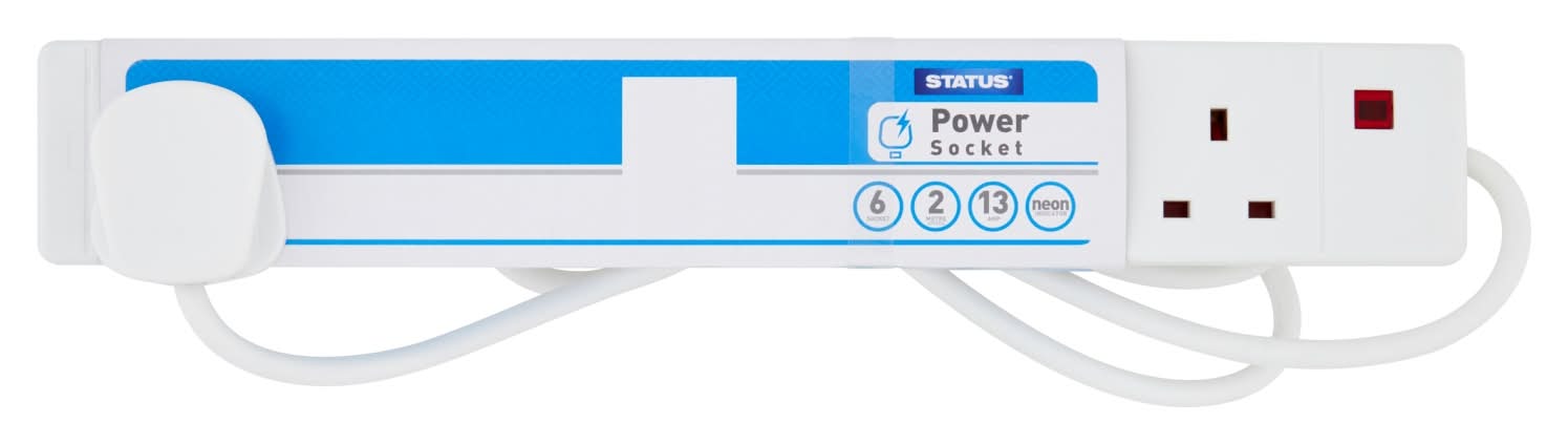 Status 6 Socket 2m Extension Lead 13A