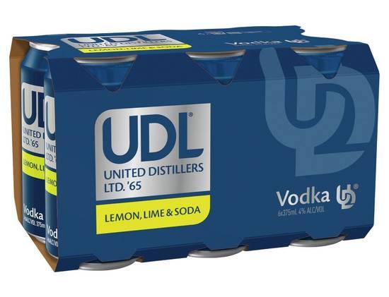 UDL Vodka Lemon Lime & Soda 375ml (6 Pack)