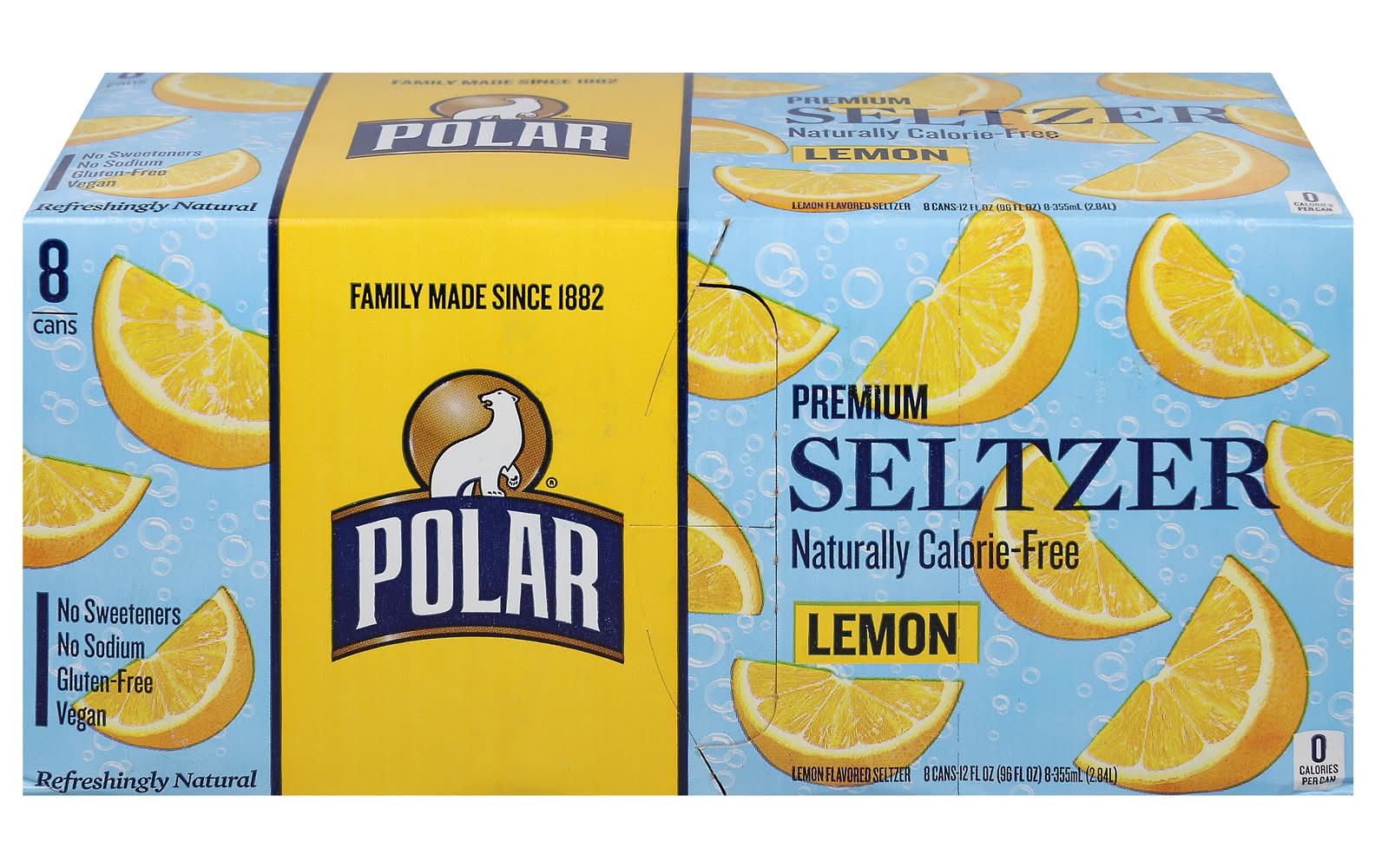 Polar Premium Seltzer, Lemon (8 x 12 fl oz)