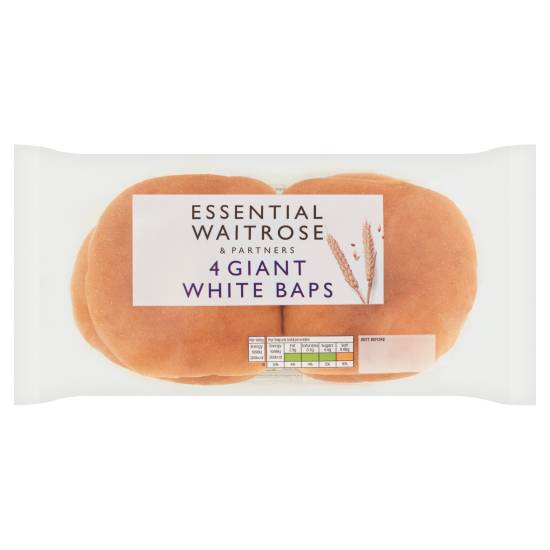 Waitrose Essential Giant White Baps (4 ct)