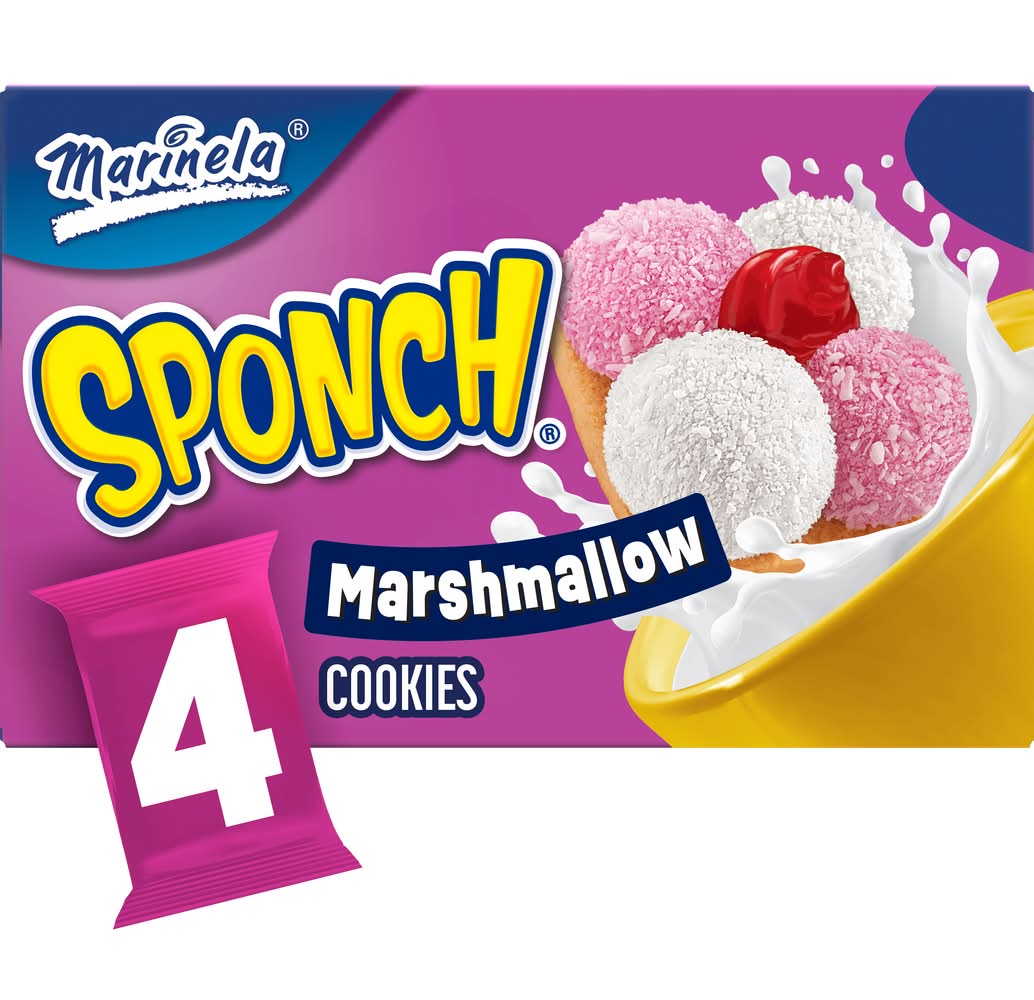 Marinela Sponch Marshmallow Cookies, Coconut & Strawberry (4 x 3.17 oz)