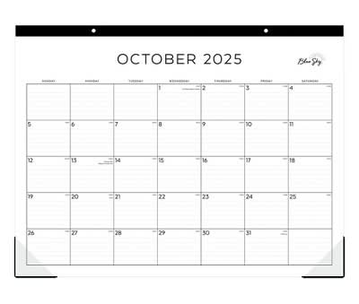 Blue Sky Monthly Desk Pad Planning Calendar, 22x17 in, Black-White