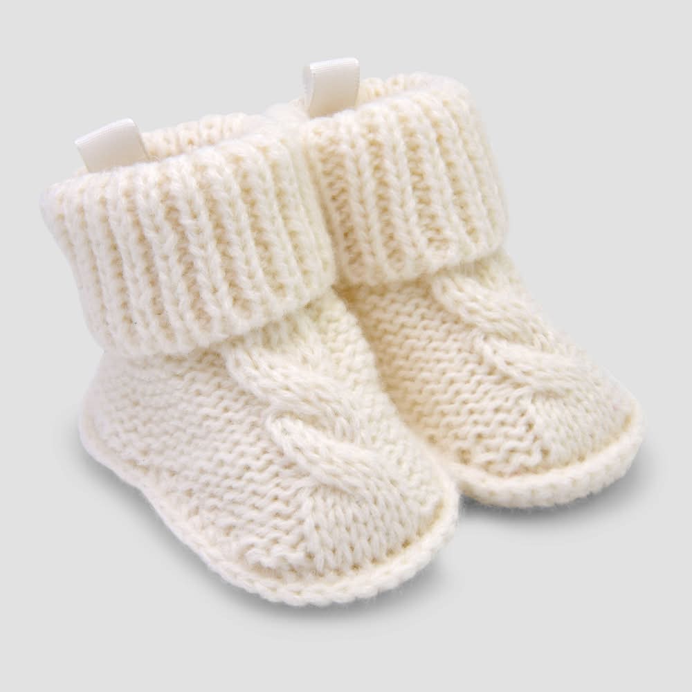 Carter's Just One You Baby Cable Knitted Slippers, S, Off-White
