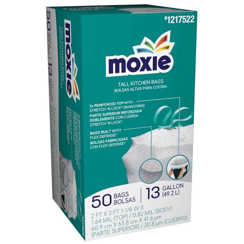 MOXIE 13-Gallon White Plastic Kitchen Drawstring Trash Bag (50-Count) | LWM13XHF050W-P