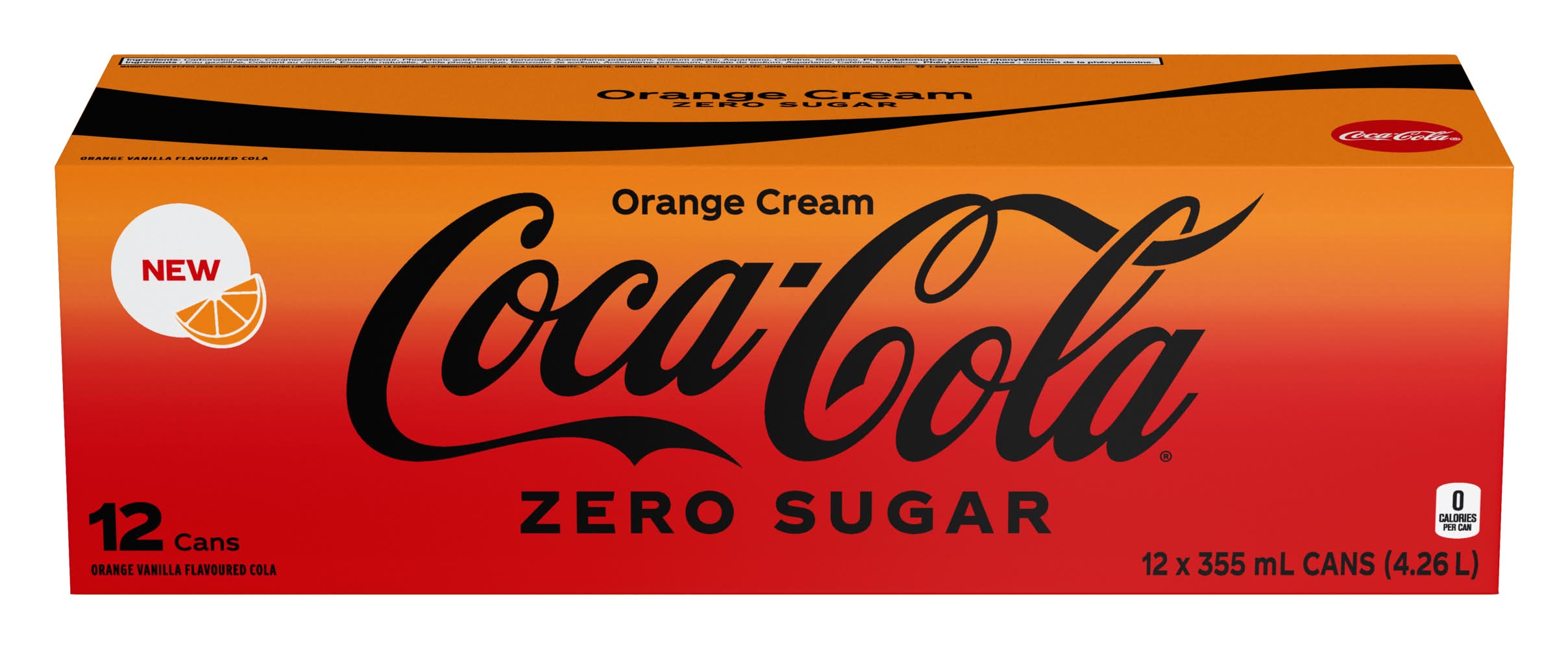 Coca-cola zéro sucre cola crème à l'orange - zero sugar orange cream cola (12 pièces, 355 ml) (orange-vanille)