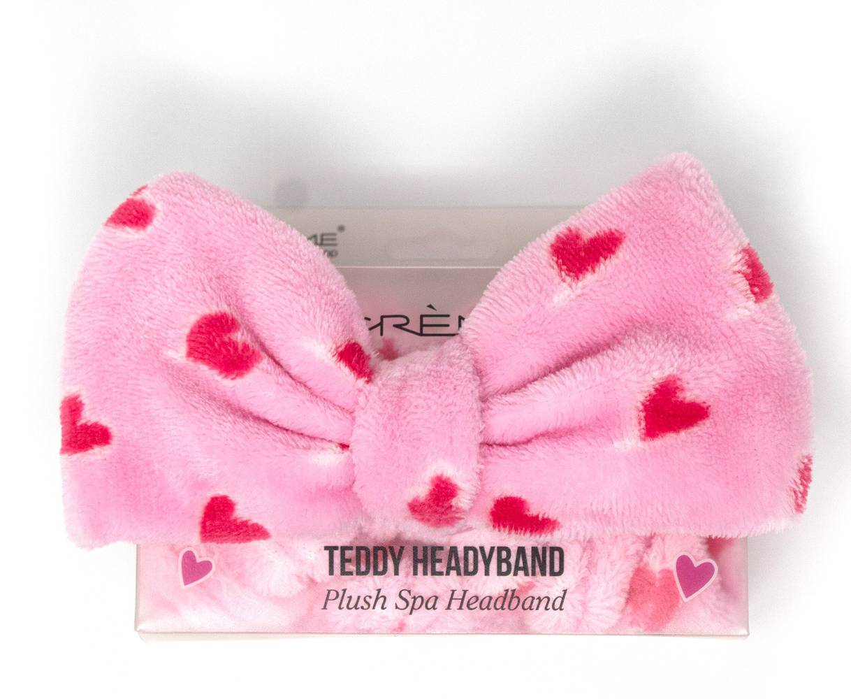 The Crème Shop Teddy Plush Spa Headband, Pink