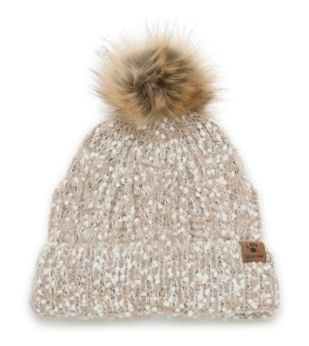 Bearpaw Popcorn Pom Beanie (Taupe One Size)