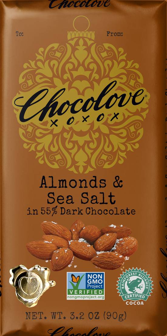 Order Chocolove Holiday Almonds & Sea Salt Dark Chocolate Bar - 3.2oz food online from Rite Aid store, Oceanside on bringmethat.com