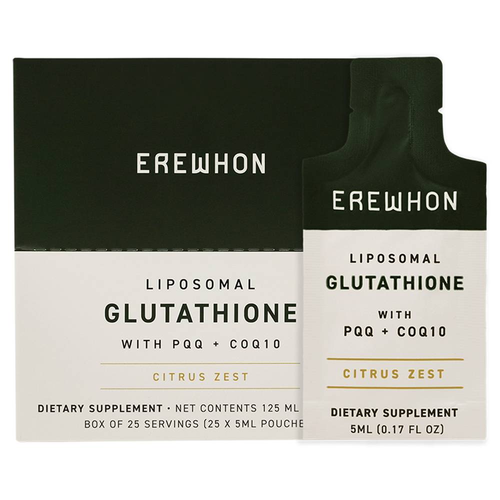 erewhon liposomal glutathione Unlock the power of antioxidants with Erewhon Liposomal Glutathione.  Glutathione is a natural antioxidant that breaks down free radicals, which  are reactive molecules that can increase oxidative stress throughout the  body. It's main image 1