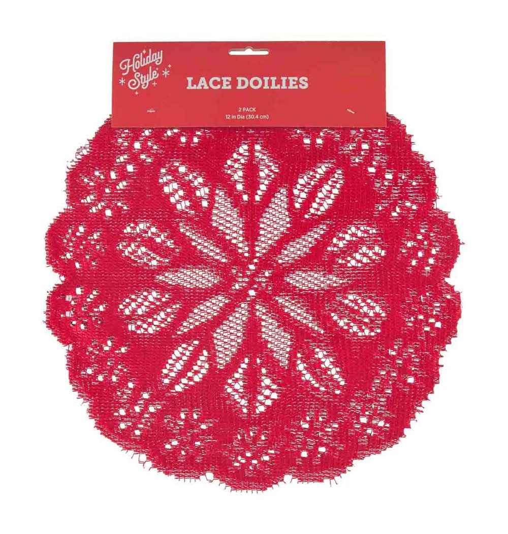 Holiday Style Round Christmas Lace Doilies 2 Ct Assorted