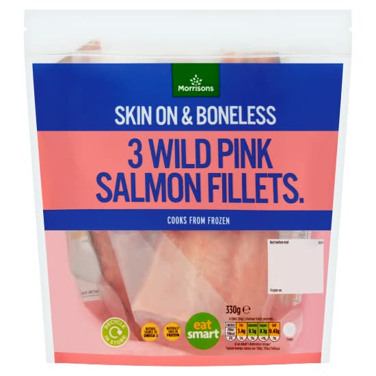 Morrisons Wild Pink Salmon, Skin on & Boneless Fillets (3 pack)