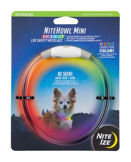 Nite Ize NiteHowl Mini Rechargeable Disc-O Select LED Safety Necklace for Dogs