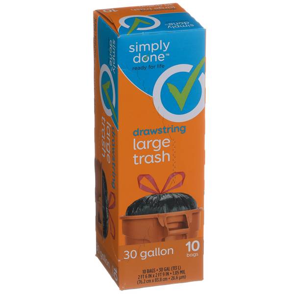 Simply Done Drawstring Trash Bags, Large (10 ct)