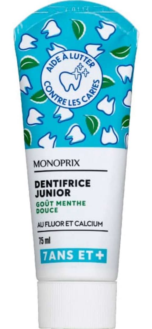 Monoprix - Dentifrice junior, menthe douce, 7 + ans (75ml)