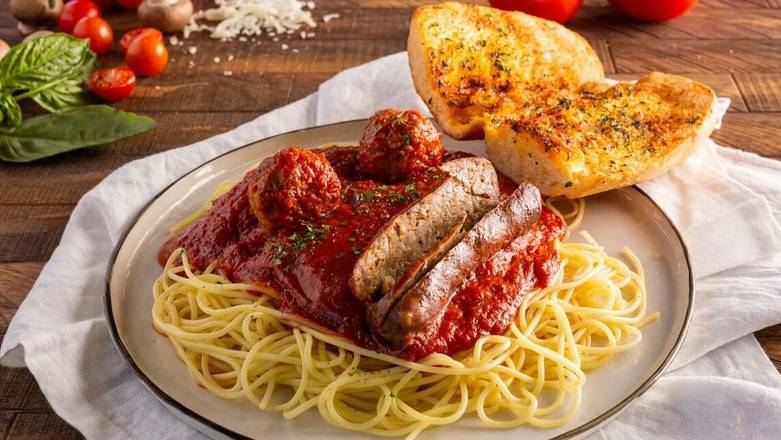 Pasta with Half and Half (2 Meatballs, 1 Sausage)