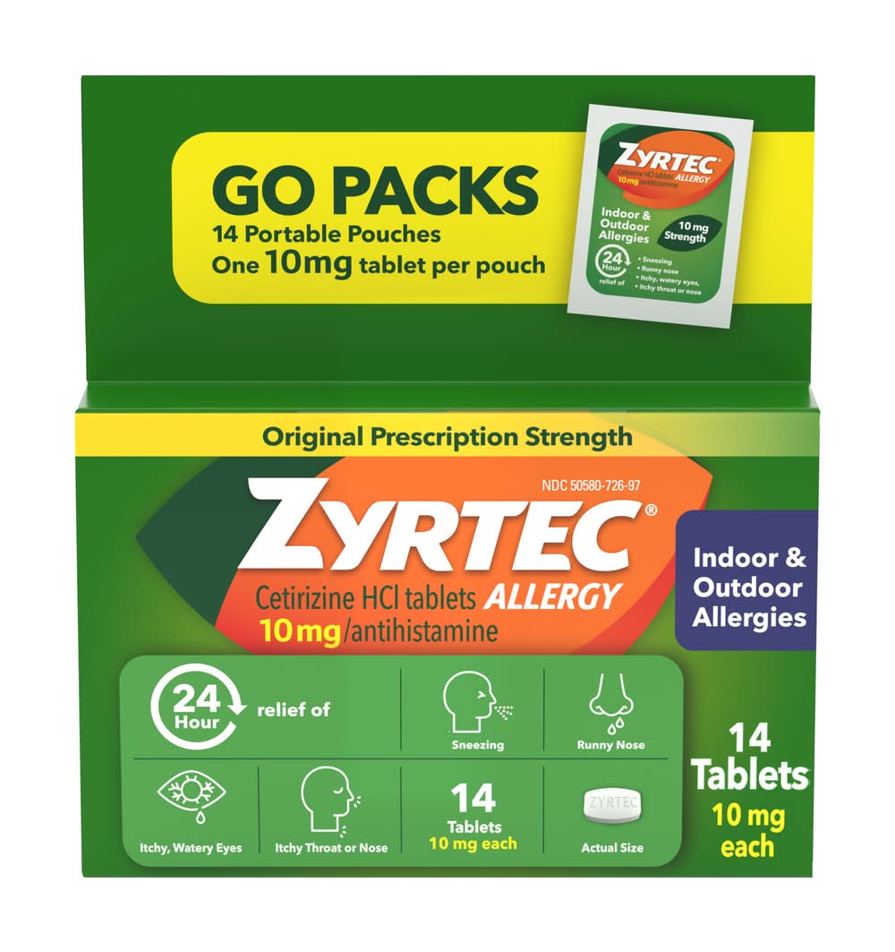 Zyrtec Original Prescription Strength Antihistamine Allergy Relief (1.6 oz, 14 ct)