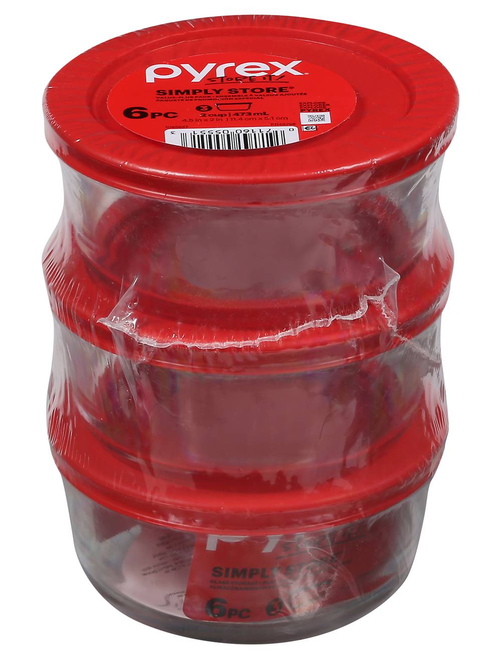 Pyrex Simply Store 2 Cup Capacity Round Glass Bakeware Set, 4.5x2 in (3 ct)