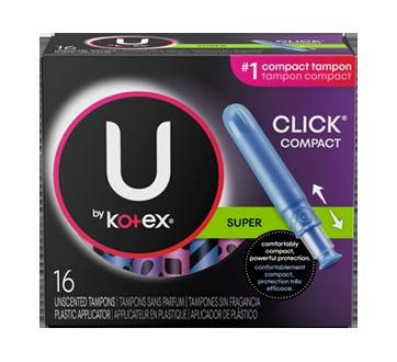 U by kotex tampons à protection très efficace click compact, super (16unités) - click compact super unscented tampons (16 units)