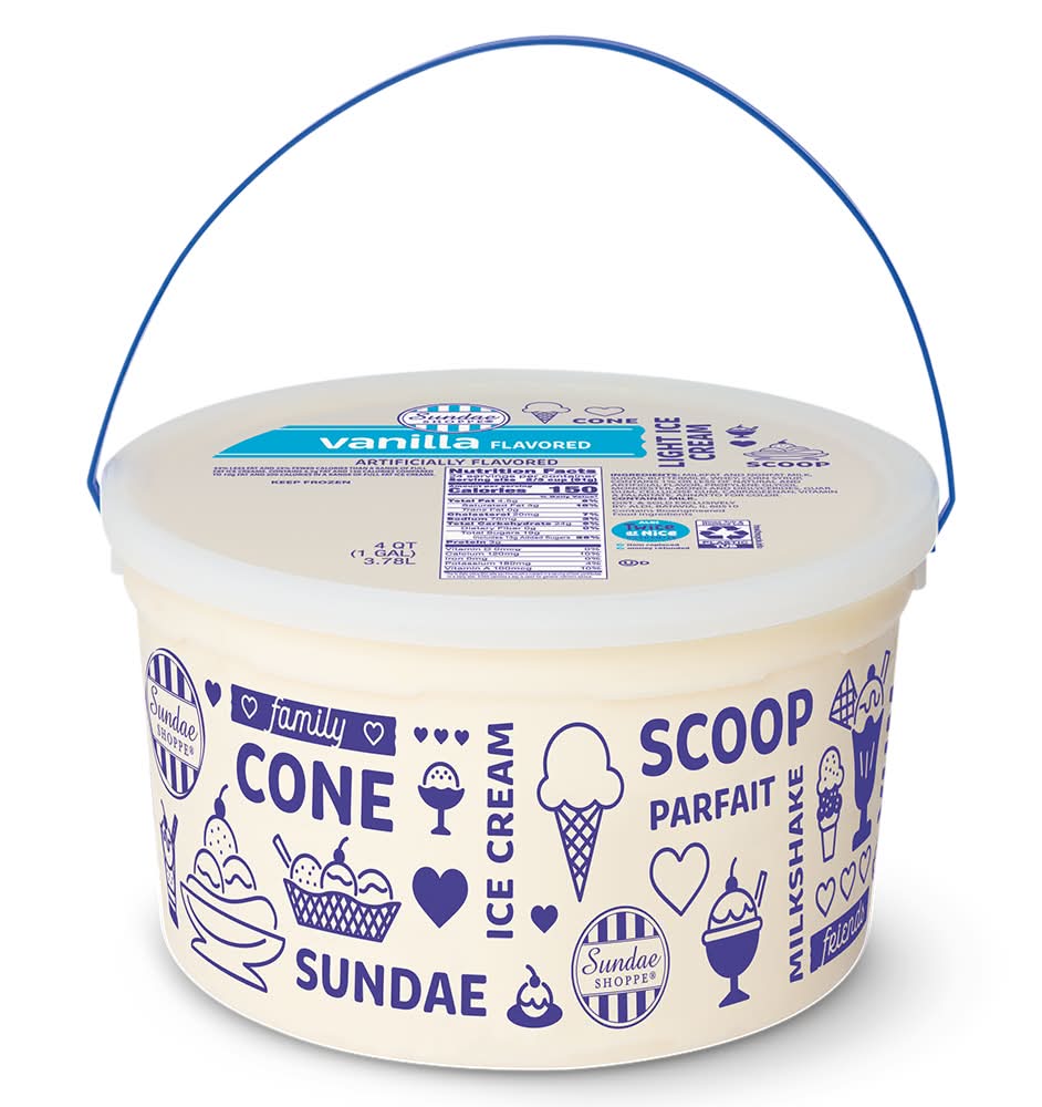Sundae Shoppe 4 Qt Vanilla Ice Cream Pail