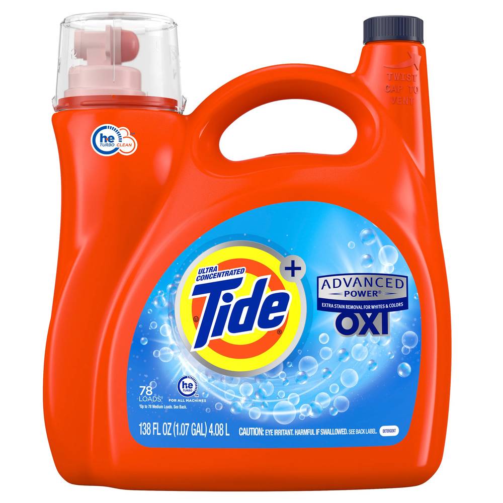 Tide Plus Advanced Power with Oxi Liquid Laundry Detergent, Original, 78 Loads, 138 fl oz