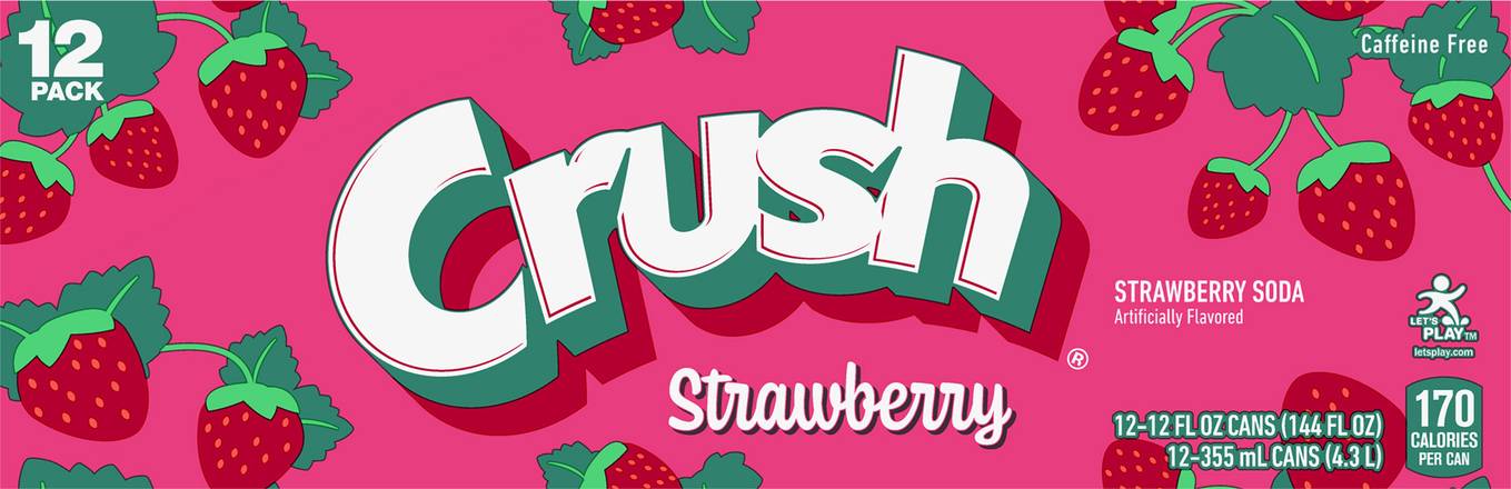 Crush Caffeine Free Strawberry Soda (12 ct, 12 fl oz)