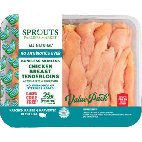 Sprouts Value Pack Chicken Breast Tenderloins No Antibiotics Ever (Avg. 1.75lb)