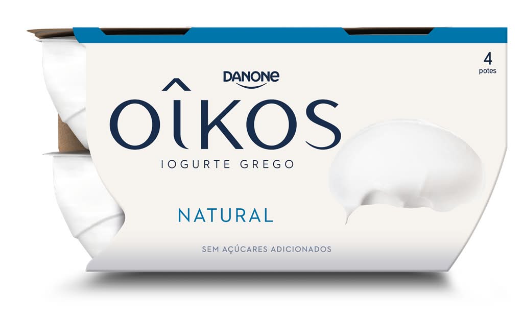 Danone  - Iogurte oikos natural, embalagem de 4 x 110g