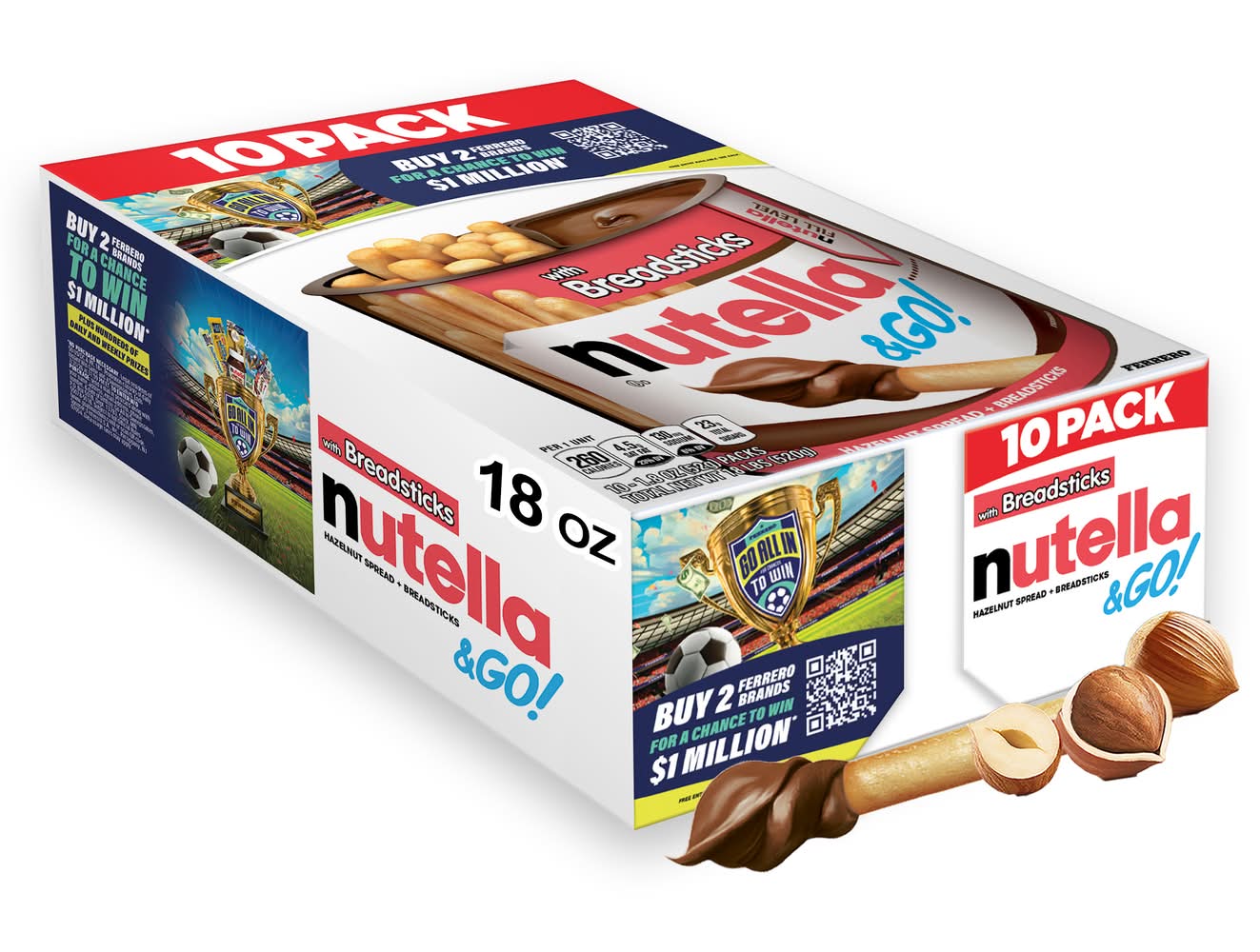 Nutella & Go! Hazelnut Spread + Breadsticks (10 x 1.8 oz)