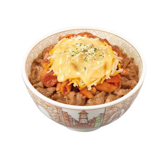 チーズナポリタン牛丼  Gyudon w/ Penne Napoletana & Cheese