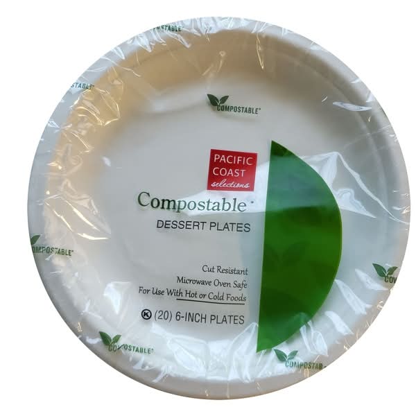 Pacific Coast Selections, Compostable Dessert Plates, 20 Count